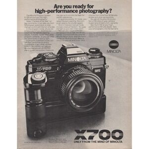 Minolta X 700 Camera High Performance Photography Vintage Print Ad 1983